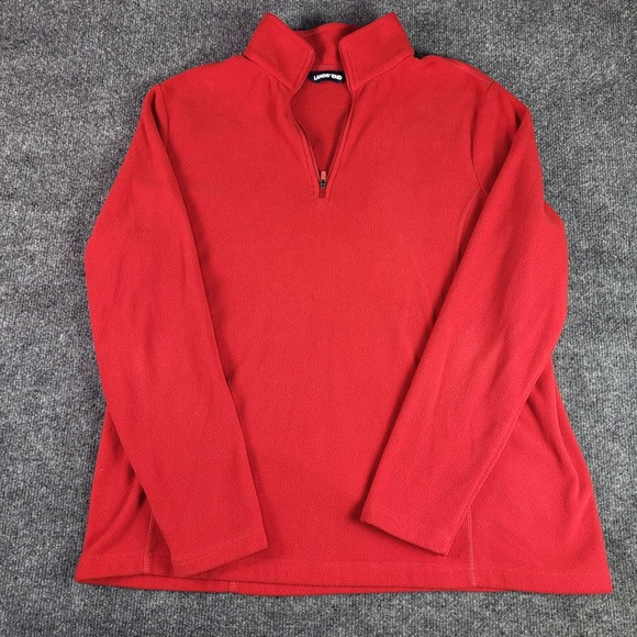 Lands' End Sweaters - Lands End Womens Red Fleece Quarter Zip Pullover Sweater Size L 14-16
